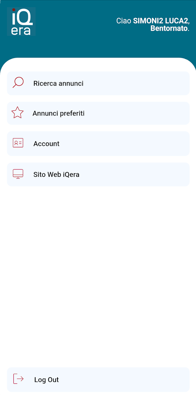 Schermata ricerca immobili app Iqera